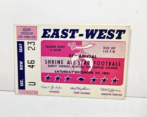 1961 East-West Shrine All-Star Football Game Ticket Stub Ernie Davis - Picture 1 of 4