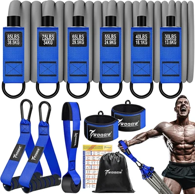 Bandas de resistencia pesada para hacer ejercicio, bandas de ejercicio de 350 libras/450 libras con mango Foto 1 de 4