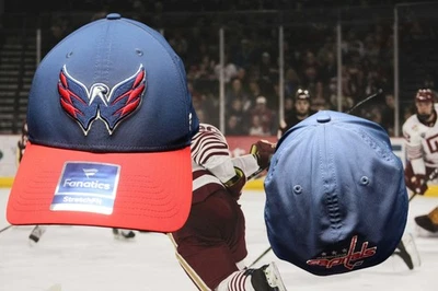 Boné Washington Capitals Mitchell & Ness NHL ajustado S/M logotipo 3D azul marinho novo com etiquetas - Imagem 1 de 4
