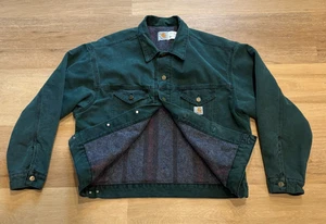 Chaqueta De Colección CARHARTT JB143 Forrada con Manta Para Hombre Verde Cazador Grande Detroit EE. UU. - Imagen 1 de 10