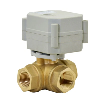 DN20 Brass Three-Way 3/4 DC5V,DC12V,DC24V Motorized Ball Valve With indicato - Image 1 of 4