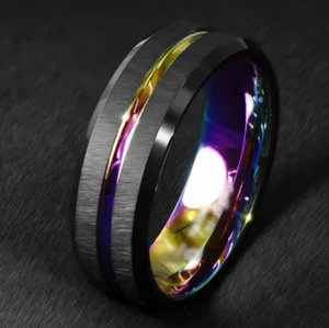 8mm Men's Tungsten Carbide Stainless Steel Ring Wedding, Engagement Size 6-13๐ - Picture 1 of 7