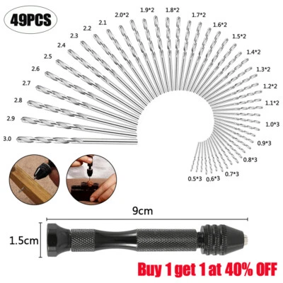 49PCS Mini Tiny Micro HSS Twist Drill Bit Set 0.5-3.0mm Hand Model Craft DIY Kit