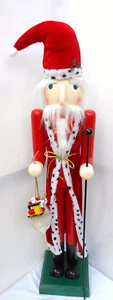 RIESEN Nußknacker Weihnachtsmann mit Umhang rot aus Holz 120 cm groß NEU - Bild 1 von 6