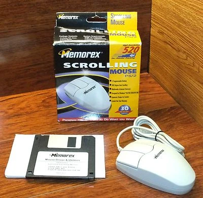 Memorex Scrolling Mouse 3 Button PS/2 High Resolution 520 dpi Precise Tracking - Image 1 of 4