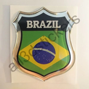 Adesivi Brasile Scudetto Brasile 3D Bandiera Resinato Adesivo Vinile Resinati - Imagen 1 de 3