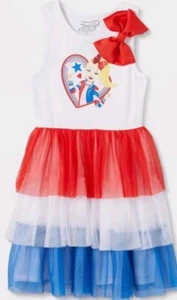 Jojo Siwa Large Red White Blue Americana Tutu Dress w/ Hair Bow.  NEW - Picture 1 of 5