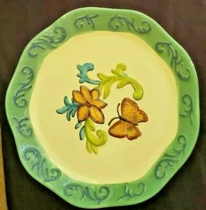 LARGE ROUND 14" PLATTER Kate McRostie CYPRESS BUTTERFLY FLOWER NWT - Picture 1 of 9