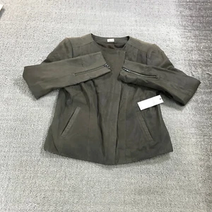 Ecru Jacket Womens Small Full ZIp Moto Motorcyle Leather Jacket Coat Biker a3234 - Picture 1 of 11