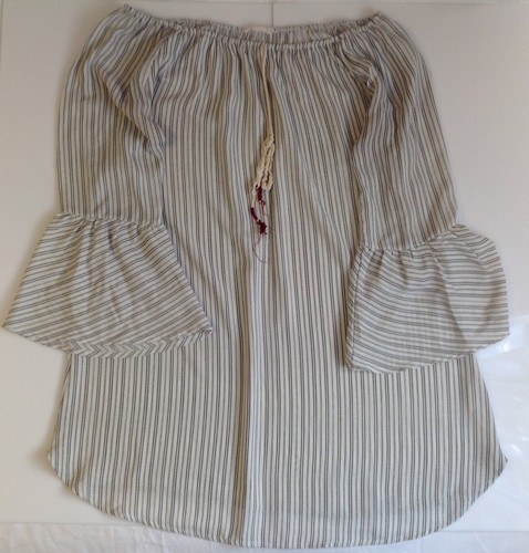 OFF WHITE Abito a tunica bianco sporco grigio scuro elastico a righe senza spalle Jella C taglia S