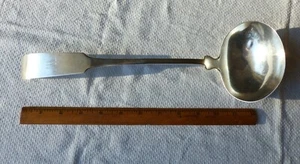 Antique Coin Silver Soup Ladle, J & I COX, New York, Straight Fiddle Handle - Picture 1 of 8