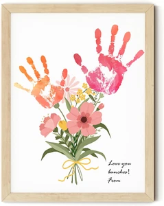 Flower Bouquet Handprint Art Craft DIY Kit, Unique Gifts for Mom from Daughter o - Picture 1 of 7