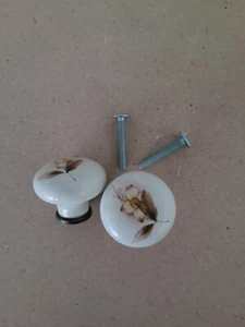 PomelloPomoloManiglia legno per mobili e cassetti con decoro finitura ceramica - Foto 1 di 4