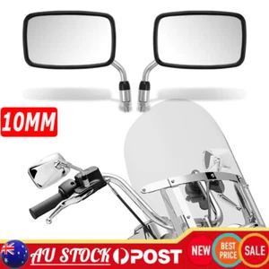 2X Chrome Motorcycle Rear Side View Mirrors Rectangle M10 for Bobber Chopper AU - Picture 1 of 12