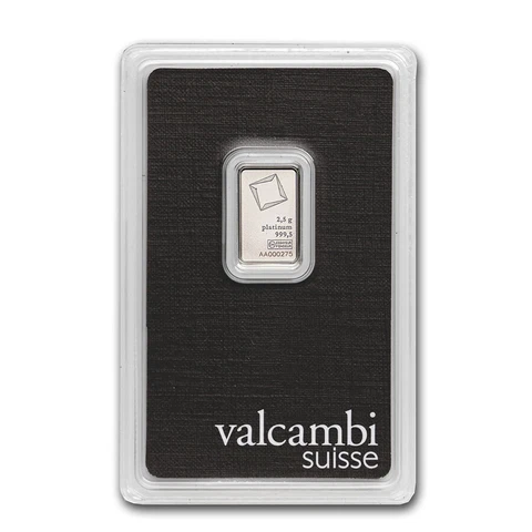 2.5 gram Platinum Bar - Valcambi (In Assay) Cover