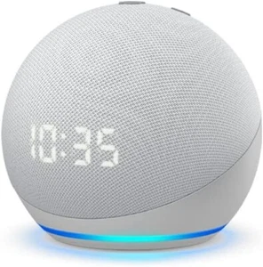Amazon Echo Dot (4th Gen.) Smart Speaker - Glacier White with Clock - Brand New - Picture 1 of 1