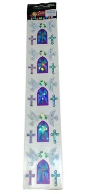 Vintage Sandylion Prismatic Stickers 1994 Religious Themed Crosses Doves NOS New - Image 1 of 4