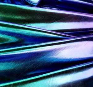 Mermaid Oil Slick Metallic Spandex Fabric Purple Blue Green 58" BY THE YARD - Picture 1 of 6