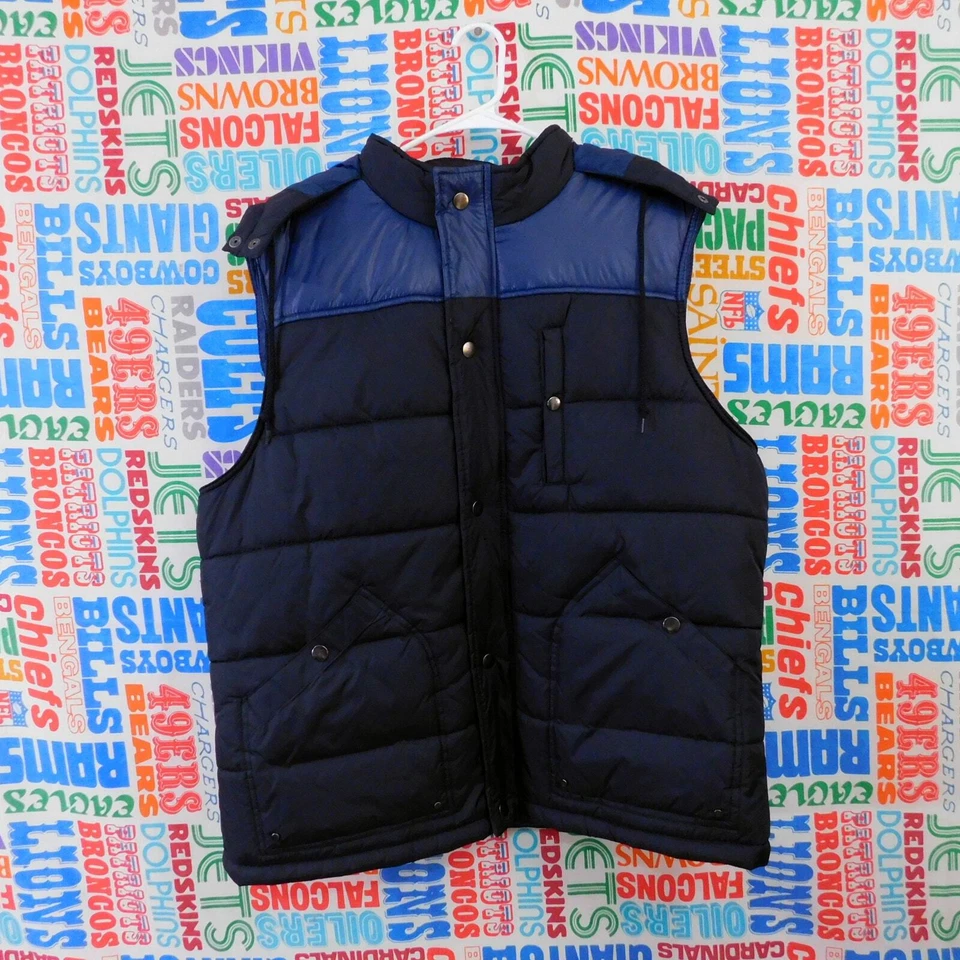 Chaleco acolchado con capucha American Rag talla 2XL negro azul con botones Foto 1 de 4