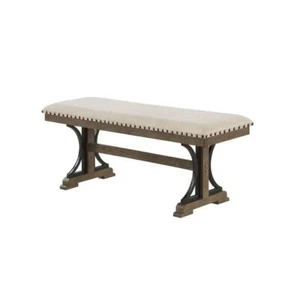 Banco de entrada para muebles de la mejor calidad 17" tela de lino Martha sin respaldo roble marrón - Imagen 1 de 3