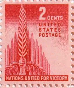 1942 Nations United for Victory 2 Cents US Postage Stamp - Picture 1 of 1