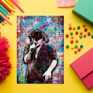 AC/DC BRIAN JOHNSON 8x12in Pop Art Poster, AC/DC Pop Art Print Free Ship US - Picture 1 of 9