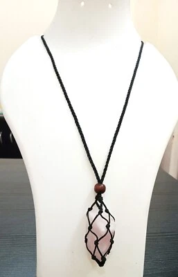 白色水晶吊坠声明项链-原始水晶长多里项链 — 第 1/4 张图片