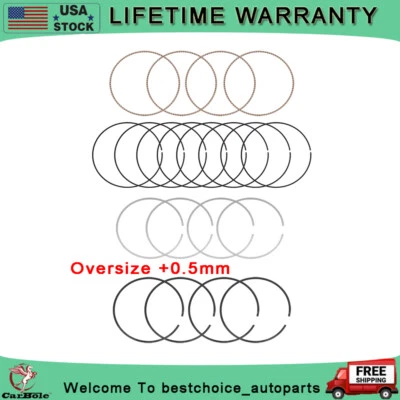 Anillos de pistón de gran tamaño +0,50 mm para Toyota Solara Highlander 2AZFE 2002-2007 2,4 L Foto 1 de 4