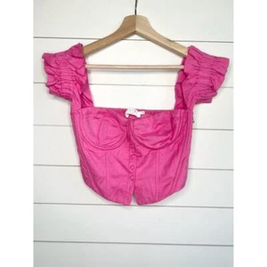 ASTR The Label Pink Off The Shoulder Sleeves Structured Cups Bustier Top Size M - Picture 1 of 8