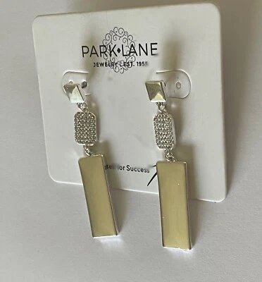 Pendientes luminosos de plata Park Lane de 2,5" de largo estilo colgante perforado Foto 1 de 4