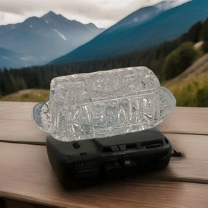 Anchor Hocking Star Of David Covered Cut Glass Butter Dish Vintage DepressionEUC - Picture 1 of 7