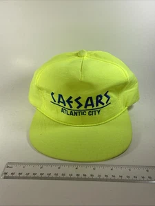 Vintage 80s Caesar’s Atlantic City Gambling Casino Snapback Rope Hat Yellow - Picture 1 of 6