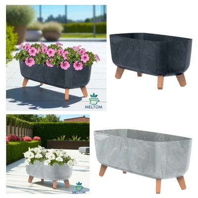 Blumenkasten BETON Optik mit Füßen Schale Blumentopf 2 Farben 2 Größen - Bild 1 von 4