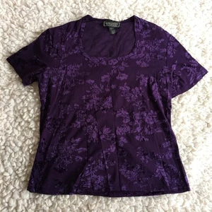 Impressionen Shirt Medium Samt lila Blumen Burnout Whimsigoth dunkel romantisch - Bild 1 von 12