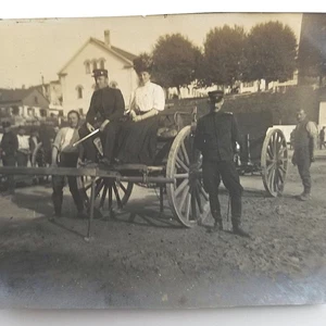 Antique Photo Men In Uniform On Wagon Early 1900s Snapshot - Picture 1 of 7