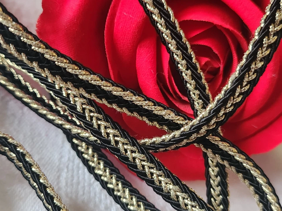 Galon vintage noir doré made In France  2 métres sur 0,6 cm A3 - Photo 1/4