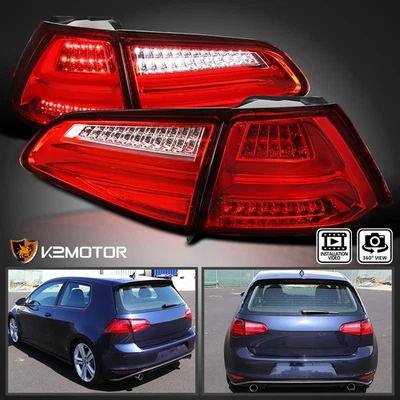 Red Fits 2015-2017 VW Volkswagen Golf GTI Full LED Tail Lights Brake Lamps L+R - Изображение 1 из 4