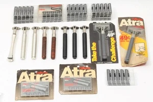 Vintage Gillette Atra Raor Handle Lot of 10 + 150 UNUSED Blade Cartridges NICE - Picture 1 of 11