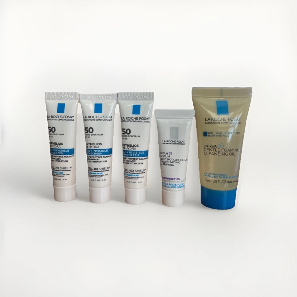 JUEGO DE VIAJE 5 PIEZAS LA ROCHE-POSAY: 3x Protector Solar, 1 Suero Mela B3 y 1 Aceite Limpiador Foto 1 de 1