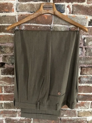 Pantalones de vestir de lana plisados con puños talla Luciano Barbera para hombre 62 (medidas 44W X 30L) Foto 1 de 4