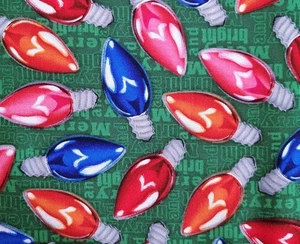 Christmas XMAS Holiday Bulbs Lights Pink Tree Ornaments Cotton Fabric 1 7/8 YDS - Picture 1 of 6