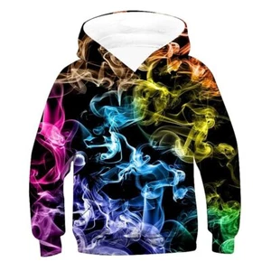 Kids Boys' Hoodie 3D Print Optical Illusion With Pockets Blue Purple 3-14 Year - Picture 1 of 22