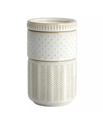 Juego de tarros apilables de cerámica texturizada de 3 piezas en blanco cremoso Foto 1 de 4