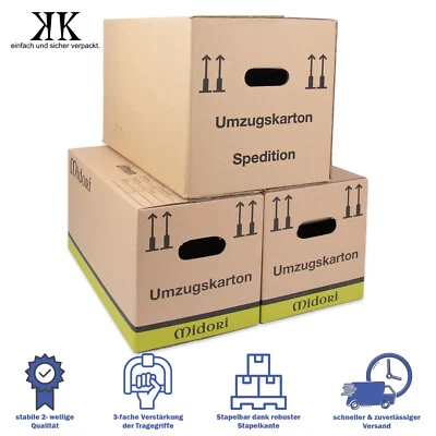 HOCHWERTIGE UMZUGSKARTONS MIDORI PROFI + XXL + XL 2 WELLIG
