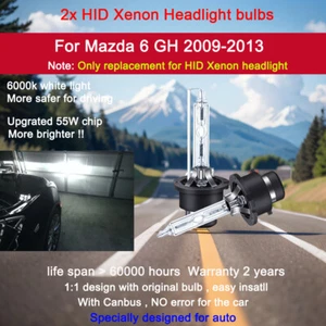 For Mazda 6 GH 2009-2013 2x Xenon HID Headlight Globes Bulbs low beam 6000K - Picture 1 of 9