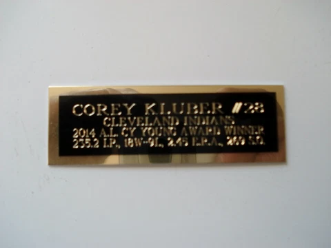 Corey Kluber Indians 2014 Cy Young Award Baseball Card Plaque Nameplate 1" X 3" Cover