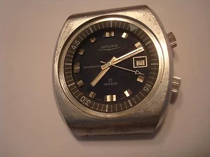 Vintage Sicura 21j Swiss SIC21 Men's Watch Movement Dial Hands & Case - Picture 1 of 5
