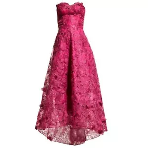 NWT MARCHESA NOTTE Strapless Organza Gown in Raspberry 16 - Picture 1 of 11
