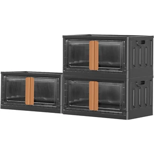 3 Stück 19 Gallonen Faltbare Aufbewahrungsboxen, Faltbare Aufbewahrungsbox für Zuhause, Schwarz - Bild 1 von 4