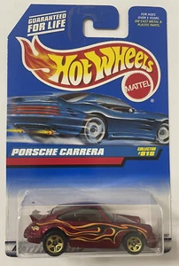Hot Wheels PORSCHE CARRERA Red Gold Wheels Flames #818 With Protecto Pack - Picture 1 of 6